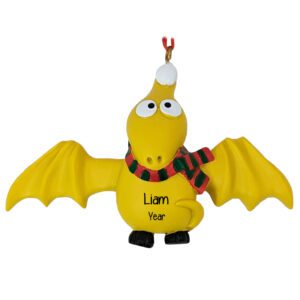 Image of Personalized Cute YELLOW Pterodactyl Dinosaur Ornament