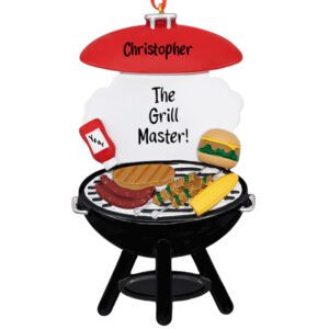 Personalized Grill Master Red And Black BBQ Smoker Ornament