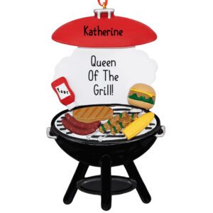 Personalized Red And Black Charcoal Grill Queen Ornament