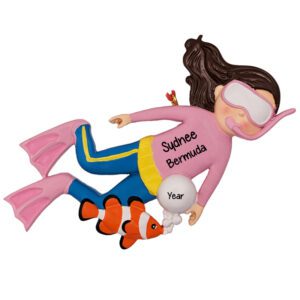Image of Personalized Snorkeling FEMALE Souvenir Gift Ornament