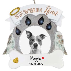 Image of Personalized Dog Memorial Picture Frame Glittered Ornament