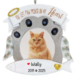 Personalized CAT Memorial Picture Frame Glittered Ornament