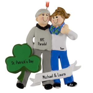 Image of St Patrick's Day Traveling Couple With Shamrock Souvenir Ornament