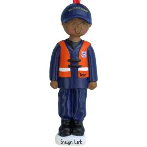 Image of MALE COAST GUARD Armed Forces Christmas Ornament AFRICAN AMERICAN
