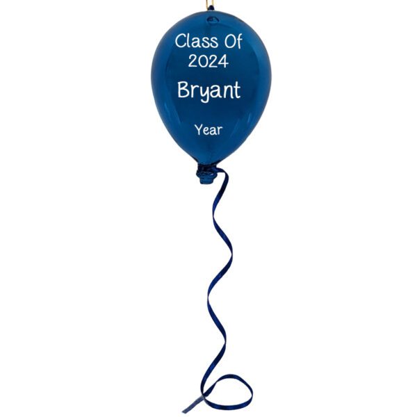 Personalized Class Of 2024 GLASS Balloon Ornament BLUE