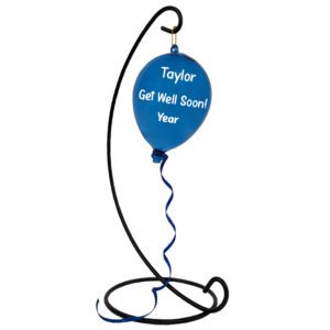 Personalized Get Better Soon GLASS Balloon Ornament BLUE STAND