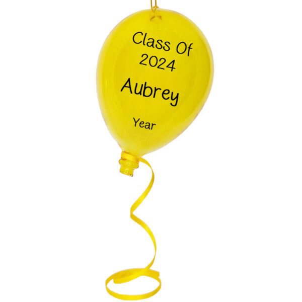 Class Of 2024 GLASS Balloon Ornament YELLOW Personalized Ornament
