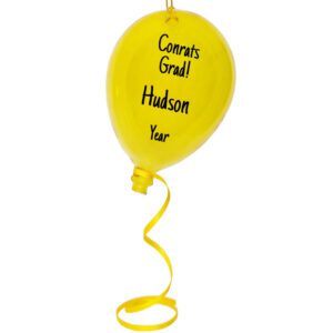 Congrats To The Grad GLASS Balloon Ornament YELLOW Personalized Ornament