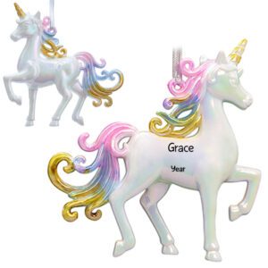 Personalized Shiny 3-D Unicorn Pastel Shatterproof Ornament
