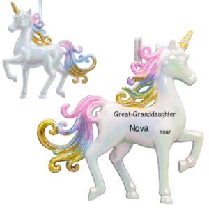 Great-Granddaughter Unicorn Shatterproof 3-D Personalized Ornament