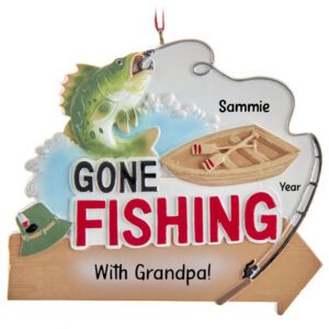 Personalized Fishing With Grandpa Rowboat And Rod Ornament