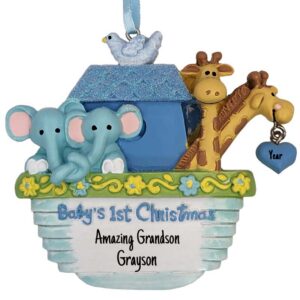 GRANDSON'S 1st Christmas Noah's Ark Personalized Ornament