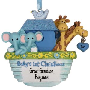 GREAT-GRANDSON'S 1st Christmas Noah's Ark Personalized Ornament