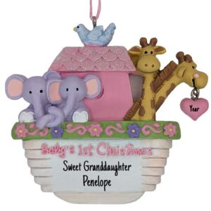 Personalized GRANDDAUGHTER'S 1st Christmas Noah’s Ark Ornament