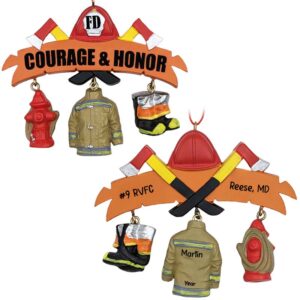 Personalized Firefighter With Axes And Hydrants 2-Sided Ornament