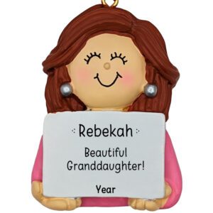Personalized Beautiful Granddaughter Wearing Earrings Ornaments RED Hair