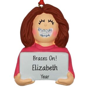 Personalized BRACES ON GIRL Metal Mouth Ornament RED HAIR