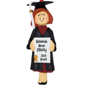 Girl Graduate High School Personalized Ornament RED Hair