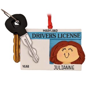 Personalized New FEMALE Driver With Key Ornament RED Hair