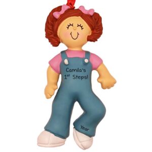 Personalized Baby GIRL Takes 1ST Steps Ornament RED Hair
