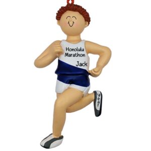 Personalized MALE Running Ornament RED Hair