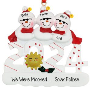 Personalized 2024 Family Of 3 Solar Eclipse SUNGLASSES Ornament