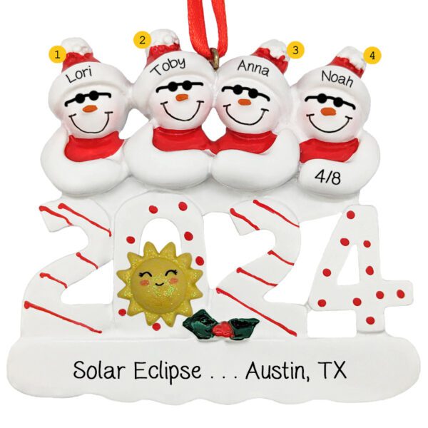Personalized 2024 Family Of 4 Solar Eclipse SUNGLASSES Ornament
