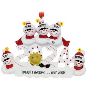 Personalized 2024 Solar Eclipse Family Of 5 SUNGLASSES Ornament