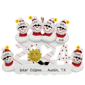 Personalized 2024 Family Of 6 Solar Eclipse SUNGLASSES Ornament