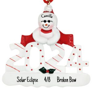 Total Solar Eclipse Snowman SUNGLASSES 2024 Souvenir Ornament