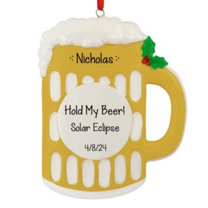 Hold My Beer For The Eclipse Personalized Mug Ornament