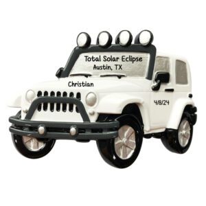 Personalized Saw The Solar Eclipse In My Jeep Ornament WHITE