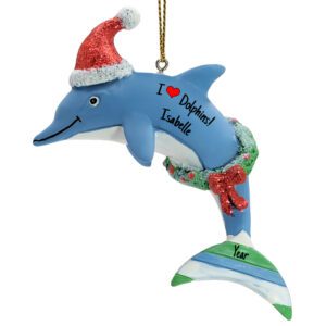 Personalized I Love Dolphins Colorful 3-D Ornament