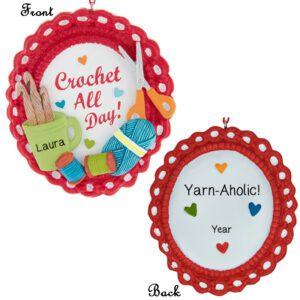 Personalized Crochet All Day Yarn-Aholic 2-Sided Ornament
