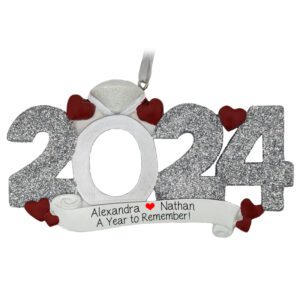 A Year To Remember 2024 Engagement Glittered Numbers Ornament