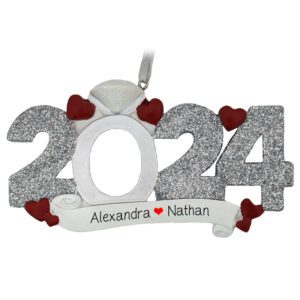 Personalized 2024 Engagement Glittered Numbers Ornament