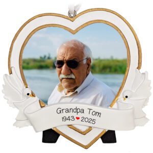 Personalized Memorial Heart Easel Back Picture Frame Ornament