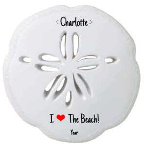 Personalized I Love The Beach Sand Dollar Ornament