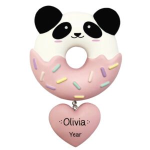 Personalized Cute Panda Donut 3-D Pink Sprinkles Ornament