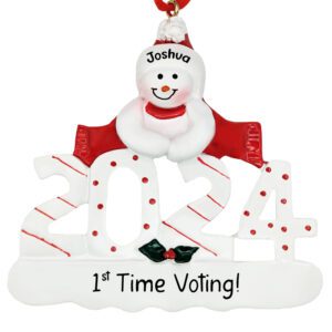 Personalized 1st Time Voting In 2024 Snowman Ornament