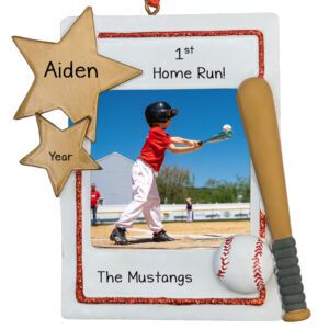 Personalized 1st Home Run Baseball Photo Frame Ornament