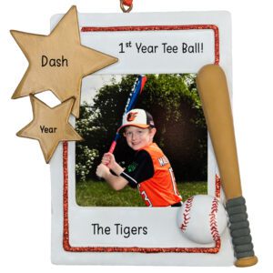 Personalized 1st Year Of Tee Ball Frame Ornament