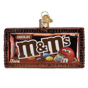 Personalized Chocolate M&M's Bag 3-D Glittered Glass Ornament