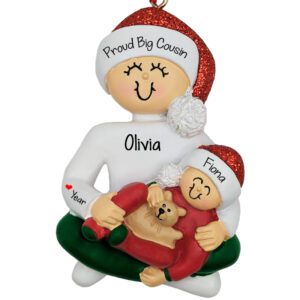 Proud Big Cousin GIRL Holding Baby Personalized Ornament