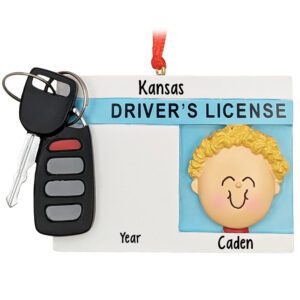 BOY New Driver Key Fob License Personalized Ornament BLONDE