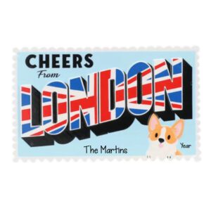 Personalized Cheers From LONDON Colorful Postcard Souvenir Ornament