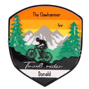 Personalized Mountain Biking Sunset Background Ornament